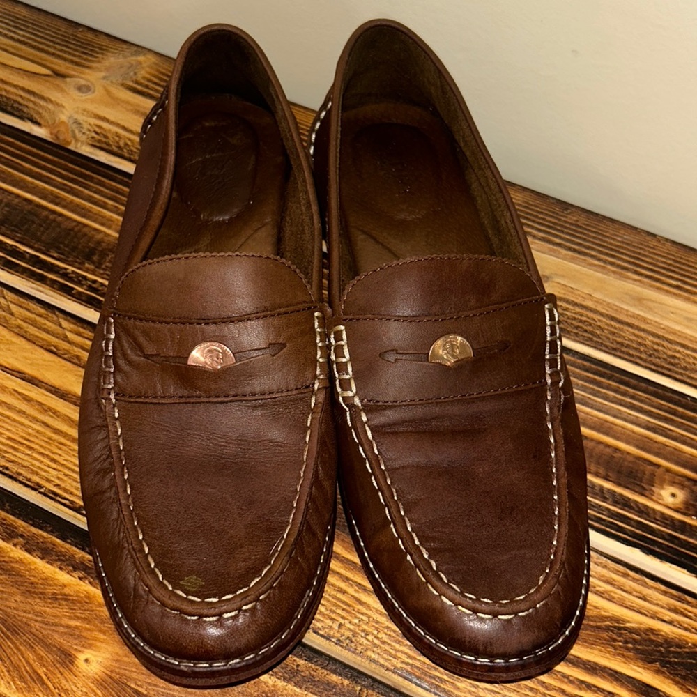 Sperry Brown Leather Slip On Penny Loafer  women’s  size 12
